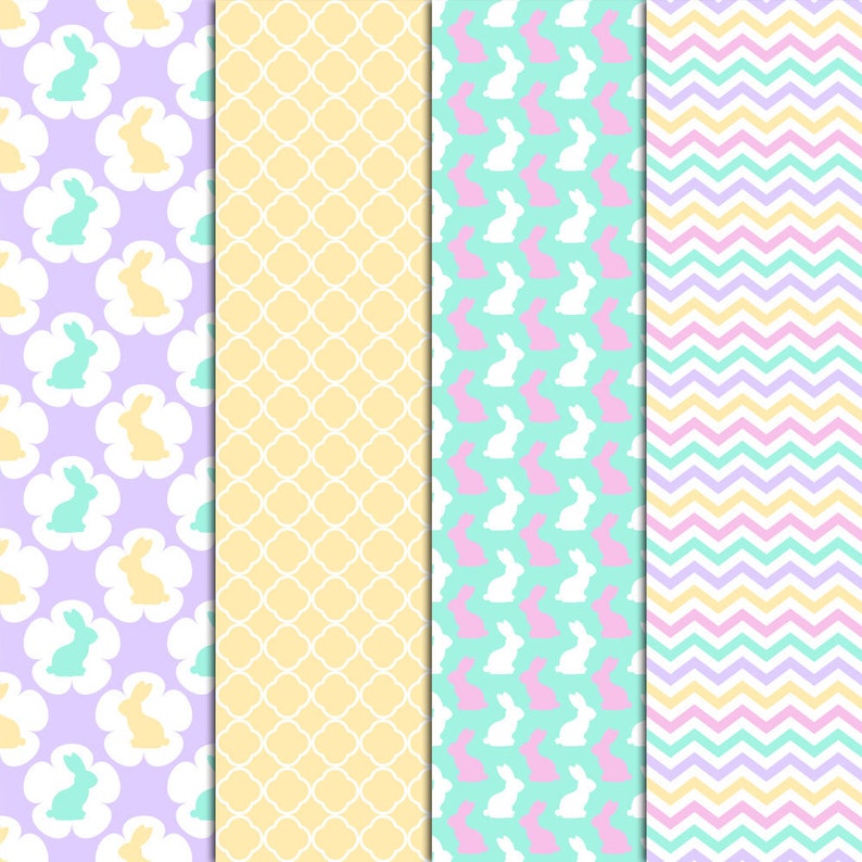 Easter Patterns, 20 Digital Papers 12x12, Easter Eggs, Bunnies, Baby Chicks, PAT File Included, Seamless, Commercial Use, INSTANT DOWNLOAD image 2