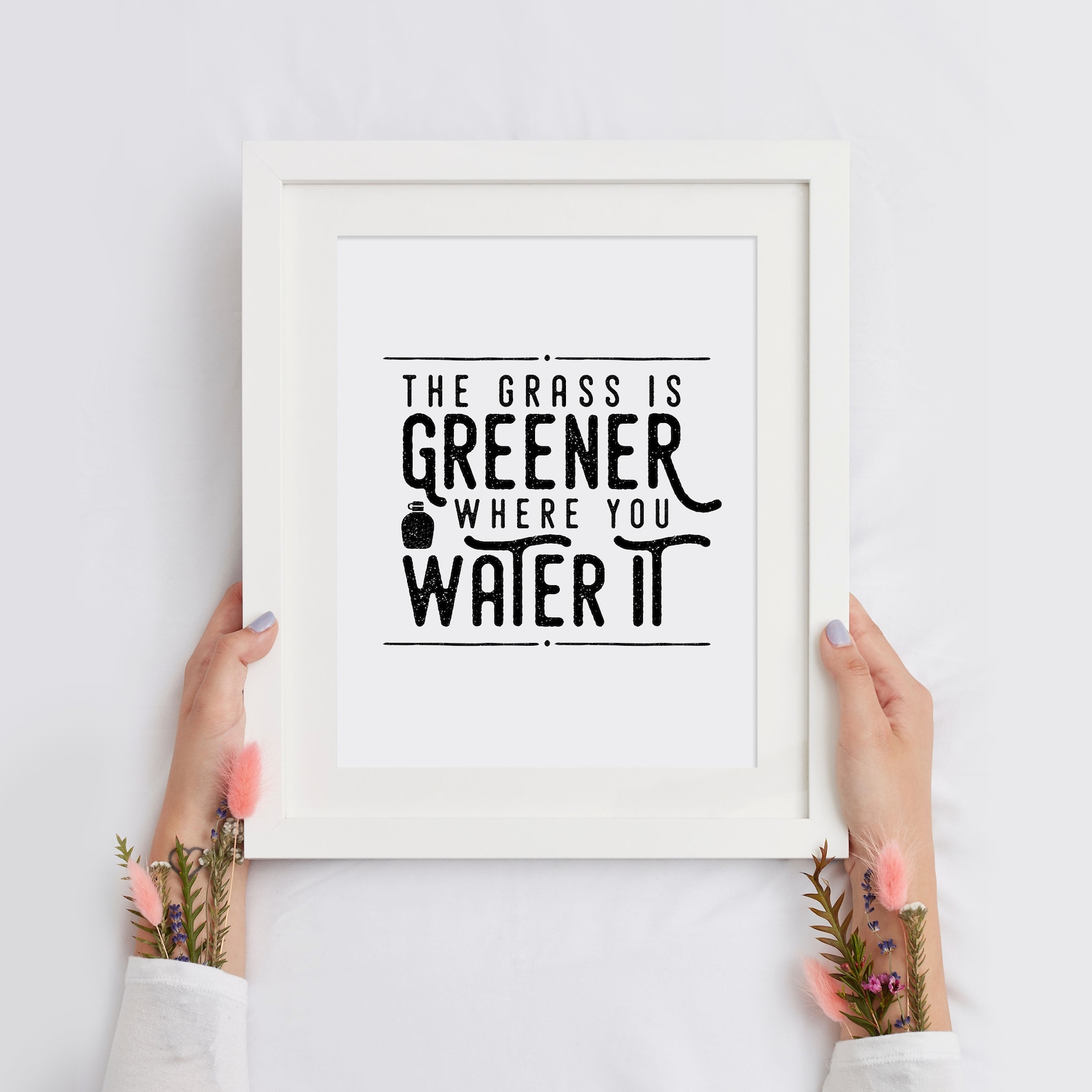 The Grass is Greener Where You Water It. Printable Art Quote Etsy