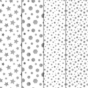 Silver Confetti Patterns, 12 Digital Papers 12“x12“, Birthday Party ...