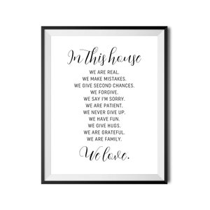 In This House Print, in This House Sign, House Rules Poster, Living ...