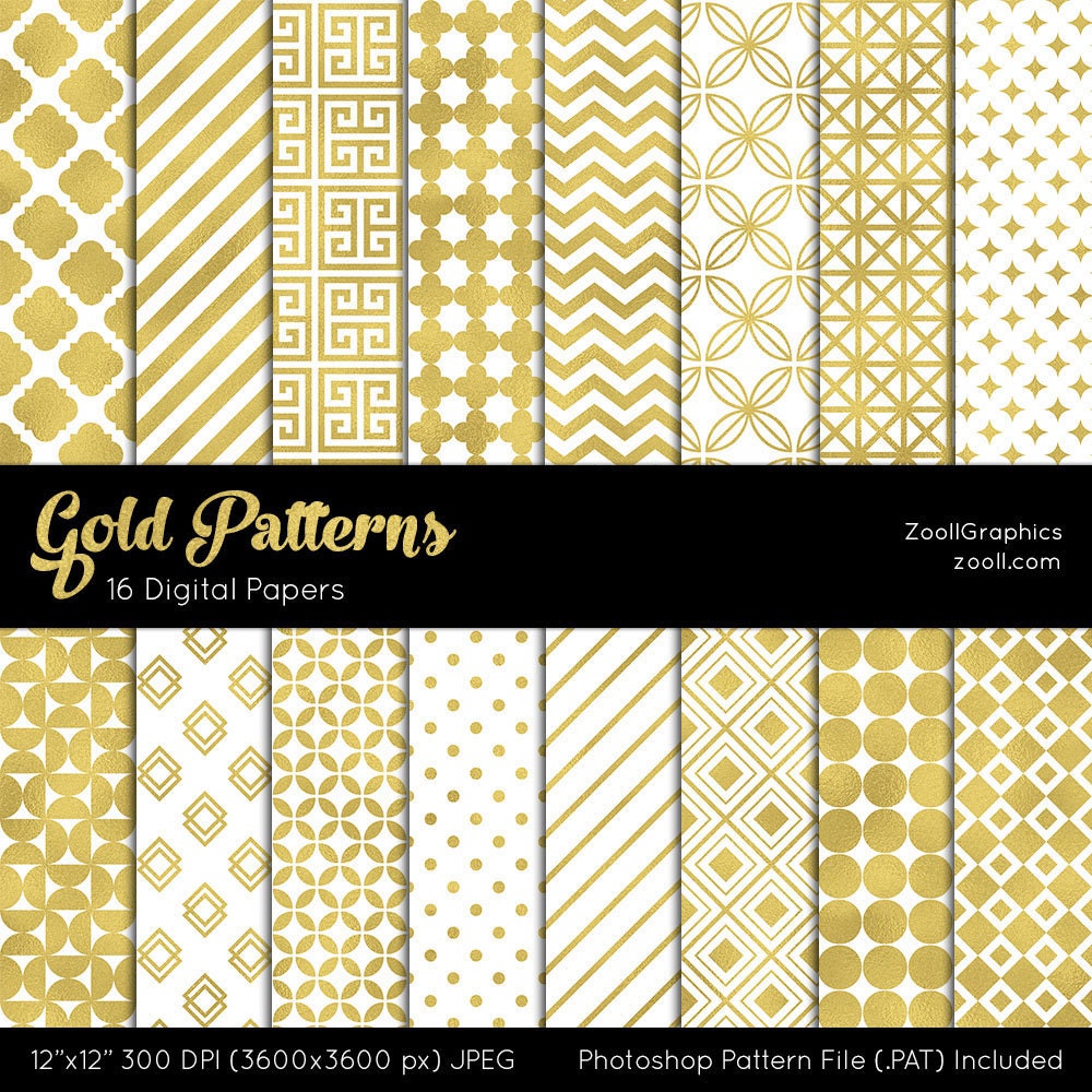 Metallic Gold Paint Digital Papers Bonus Photoshop Pattern Files