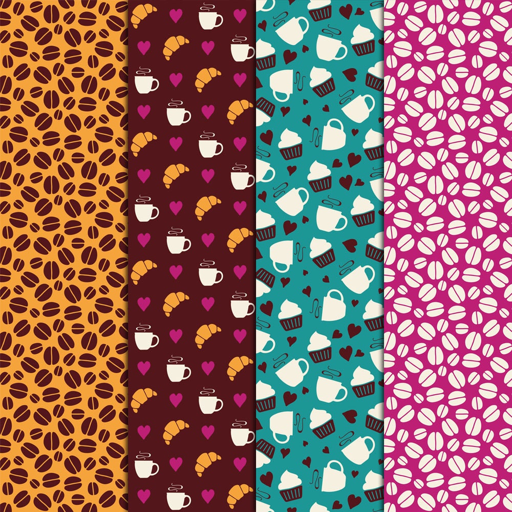 Color Break Pattern Coffee Break Patterns - Boho Colors, 16 Digital Papers 12x12, Photoshop ...