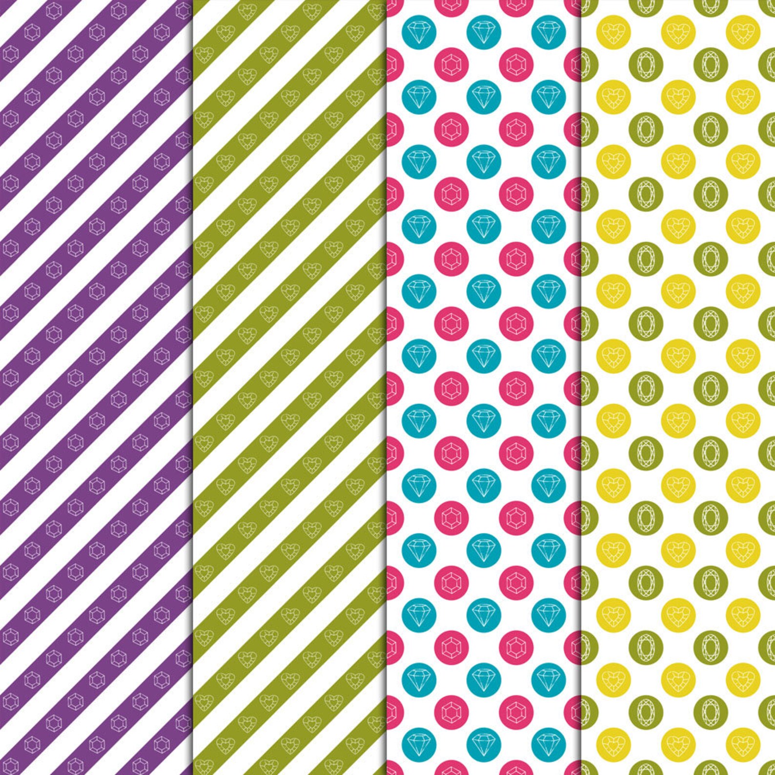 Diamonds Patterns Digital Paper 20 Digital Papers 12x12 - Etsy