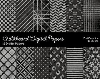 Chalkboard Digital Papers, Digital Paper, 12 Digital Papers (12“x12“), Distressed, Chalkboard Texture, Commercial Use, INSTANT DOWNLOAD