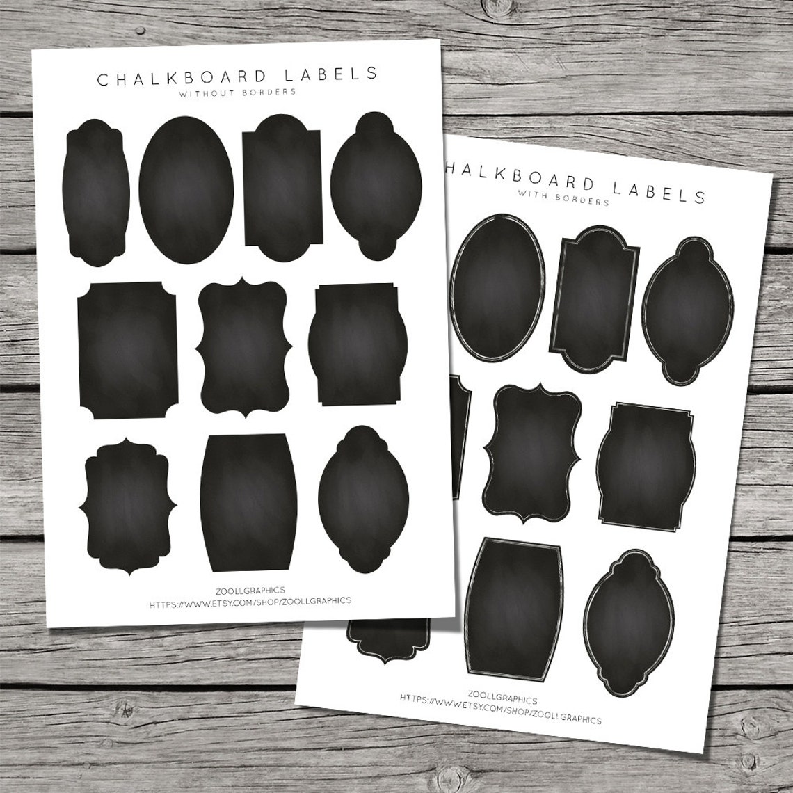 Chalkboard Labels With and Without Borders Printable 20 Png Etsy
