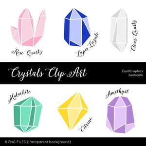 Crystals Clip Art, 6 PNG Files, Gemstones, Gems Clip Art, Minerals, Precious Stones, Transparent Background, Commercial Use INSTANT DOWNLOAD