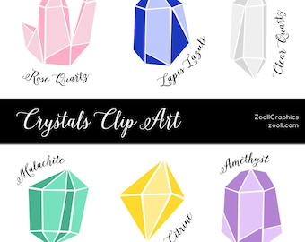 Crystals Clip Art, 6 PNG Files, Gemstones, Gems Clip Art, Minerals, Precious Stones, Transparent Background, Commercial Use INSTANT DOWNLOAD