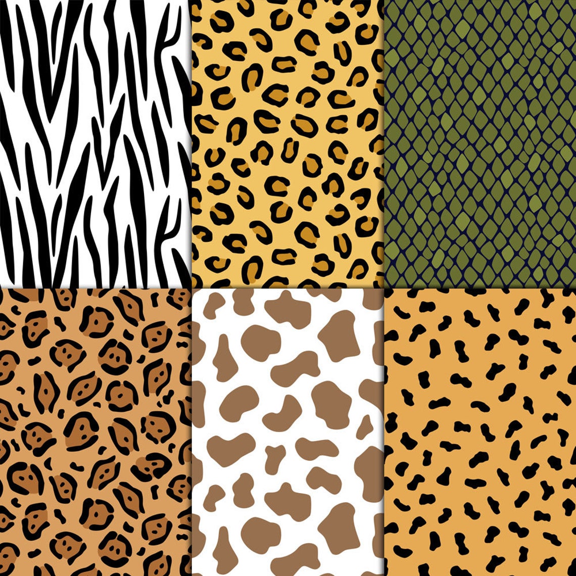 Animal Patterns 18 Digital Papers 12x12 Photoshop | Etsy