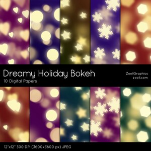 Dreamy Holiday Bokeh, Bokeh Digital Paper, 10 Digital Papers (12“x12“), Commercial Use, INSTANT DOWNLOAD