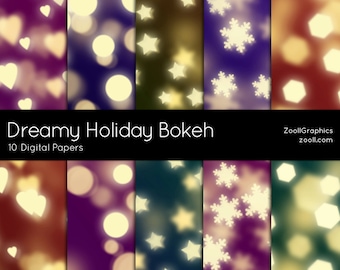Dreamy Holiday Bokeh, Bokeh Digital Paper, 10 Digital Papers (12“x12“), Commercial Use, INSTANT DOWNLOAD