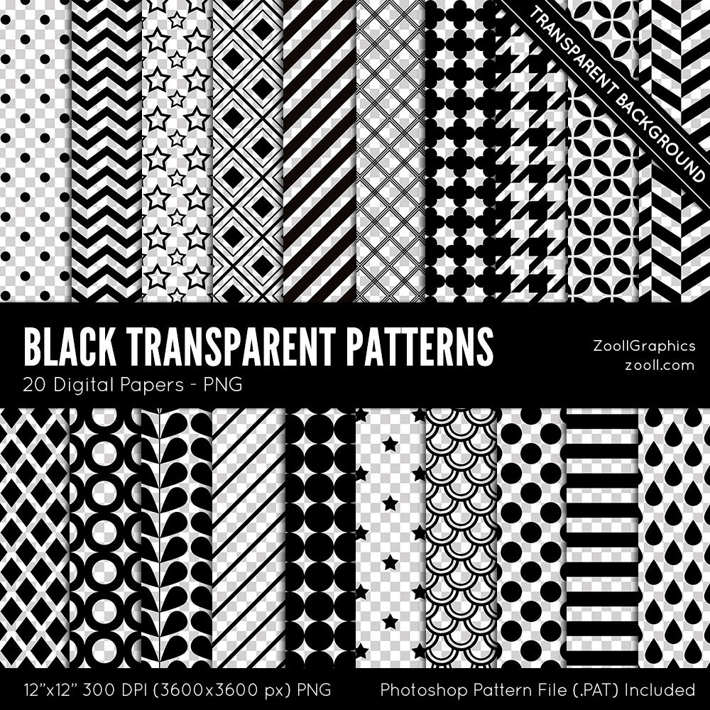 Black Transparent Patterns 20 Digital Papers 12x12 -  Canada