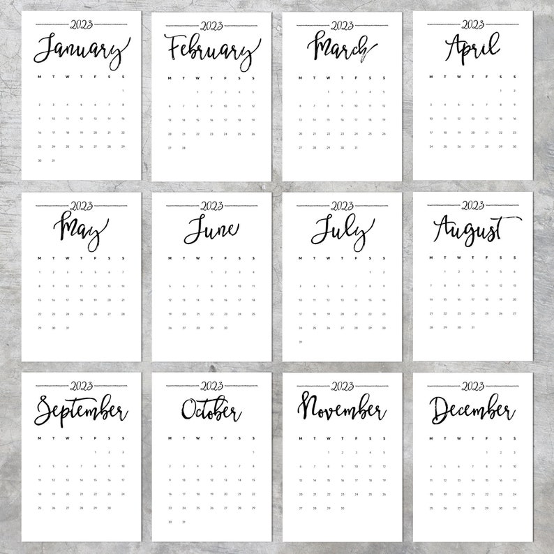 Calendar 2023 A4 Printable Monday Week Start Stationery - Etsy