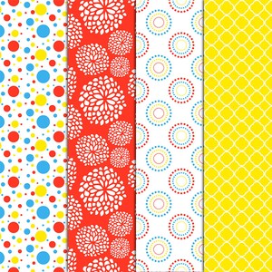 Yellow, Red and Blue Patterns, Primary Colors, Colorful, 20 Digital ...