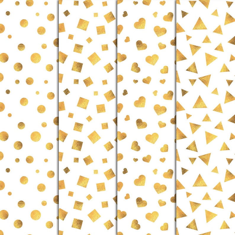 Gold Confetti Patterns, 12 Digital Papers 12“x12“, Birthday Party ...