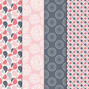 Pink and Gray/grey Patterns Digital Paper 20 Digital Papers - Etsy