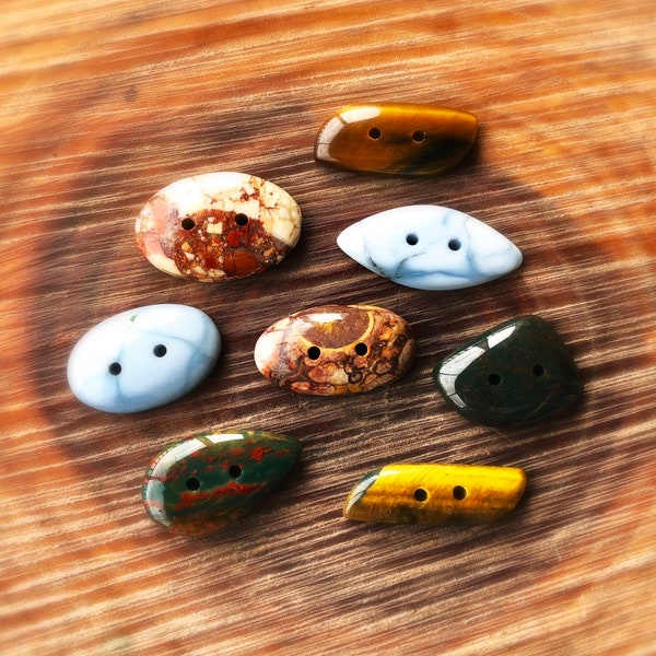 Jasper agate opal sodalite etc stone button lot