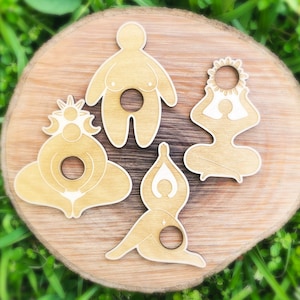 Goddess sphere stands, wood sphere stands, sphere stand set of 4
