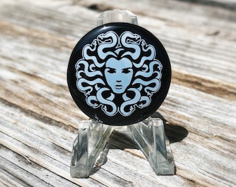 Medusa cabochon, Medusa jewelry, Medusa pendant, onyx cabochon, wire wrapping