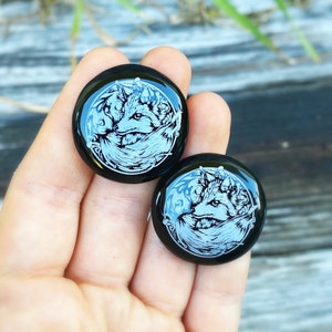 Fox cabochon, engraved cabochon, onyx cabochon, fox jewelry, fox pendant, wire wrapping