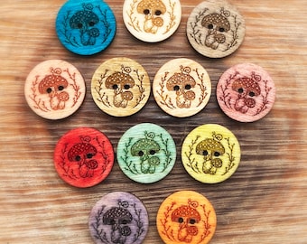 Mushroom snail wood buttons, bulk wood buttons, mushroom buttons, birch wood buttons, wholesale wood buttons, sewing buttons set of 4