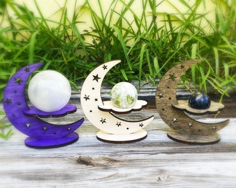 Large moon sphere stands, crescent moon sphere stand, wood sphere holder, wood sphere stands, wholesale sphere stand