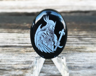 Odin cabochon, Norse cabochon, Odin jewelry, Odin pendant, Norse jewelry, Norse pendant, onyx cabochon, cabochon for wire wrapping