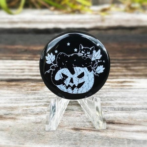 Black cat cabochon, Halloween cabochon, onyx cabochon, cat jewelry, cat pendant