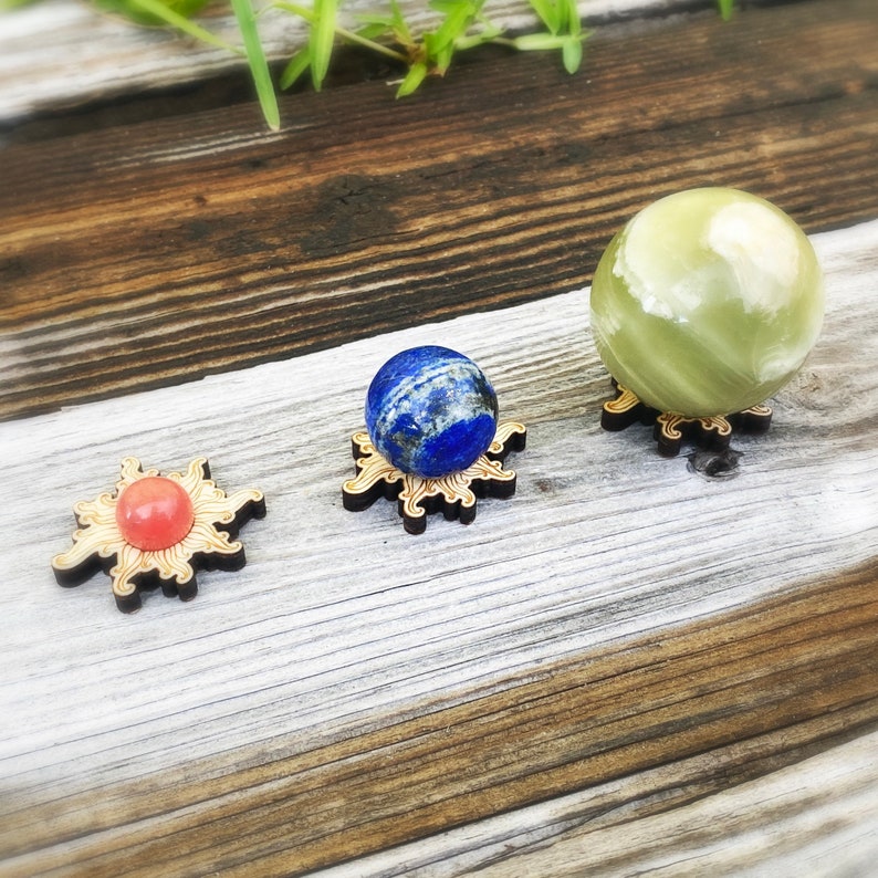 Mini Sun Sphere Stands, Sphere Stands, Wood Sphere Holder, Wood Sphere ...