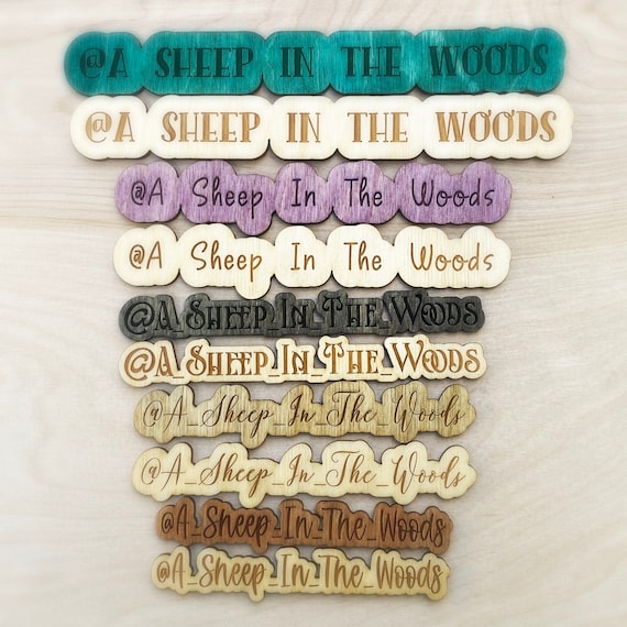 Personalized handle nameplate, social media nameplate, custom shop name nameplate, watermark nameplate, wood name cutout, photo watermark