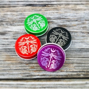 Dragonfly laser engraved tin box container, tin box, organizational storage, mushroom box, notions box