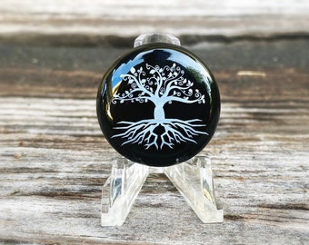 Tree of life cabochon, tree of life jewelry, tree of life pendant, onyx cabochon, engraved cabochon