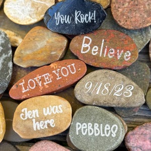 Personalized laser engraved river rocks, 1 inch rocks, gift for couples, message rocks, birthday gift, personalized messages, pocket pebbles