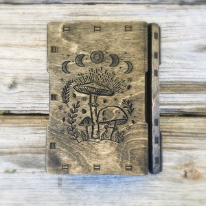 Gepersonaliseerde tarotkaartdoos, tarotkaartdoos, opberger tarotkaart, doos paddestoel maanfase, tarotdoos paddenstoel maanfase, maandoos