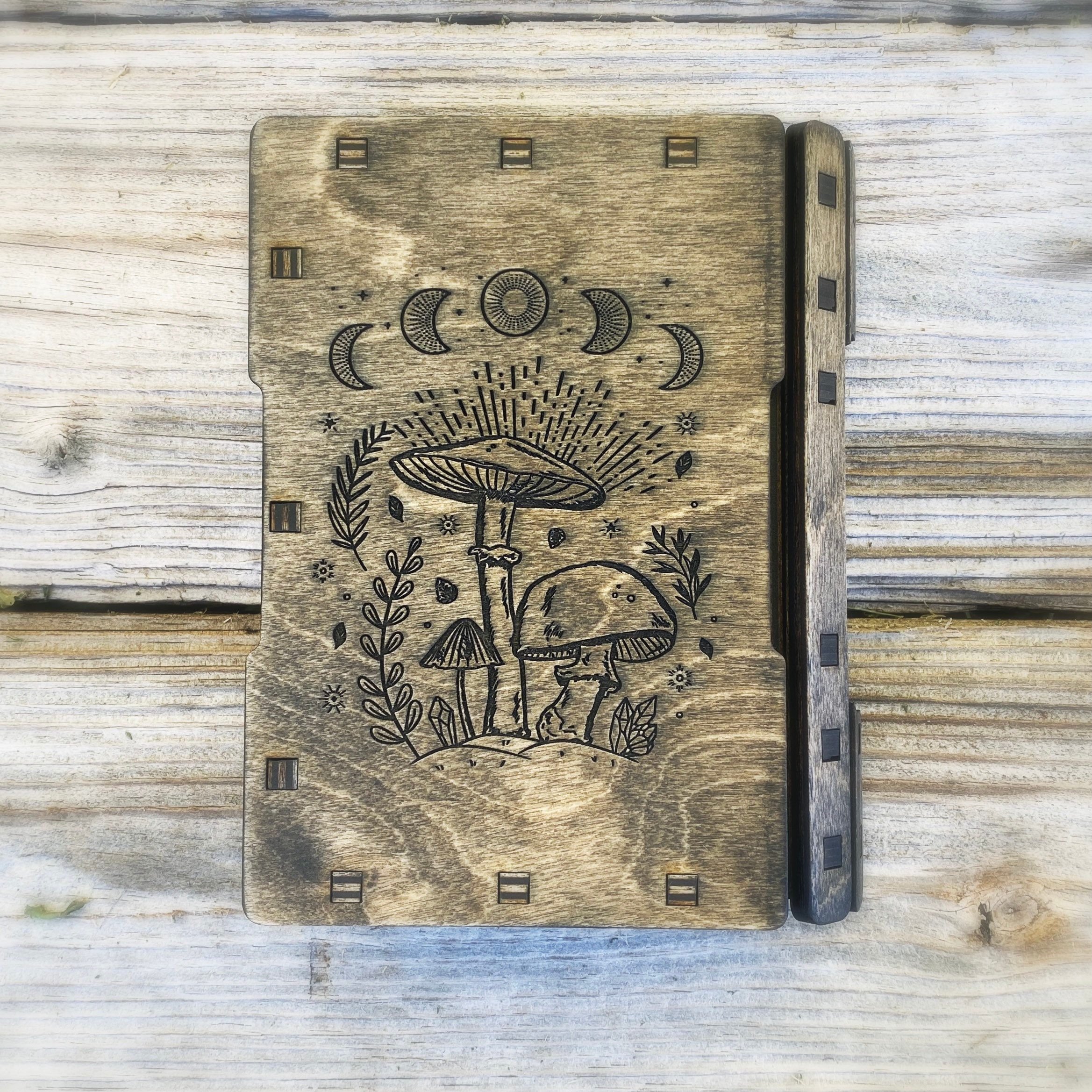 Personalized tarot card box, tarot card box, tarot card storage, mushroom moon phase box, mushroom moon phase tarot box, moon box