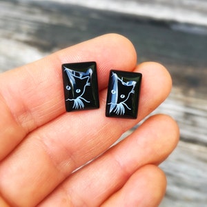 Black onyx cabochon for jewelry, cat cabochon, cat jewelry, laser engraved cabochon, wire wrapping
