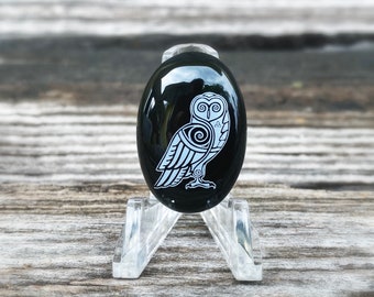Owl cabochon, Celtic cabochon, owl jewelry, owl pendant, Celtic jewelry, Celtic pendant, onyx cabochon, cabochon for wire wrapping