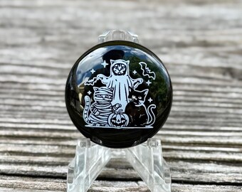 Cabujón de ónix para joyería y engaste de alambre, cabujón de Halloween, cabujón de gato, piedras grabadas, cabujones grabados