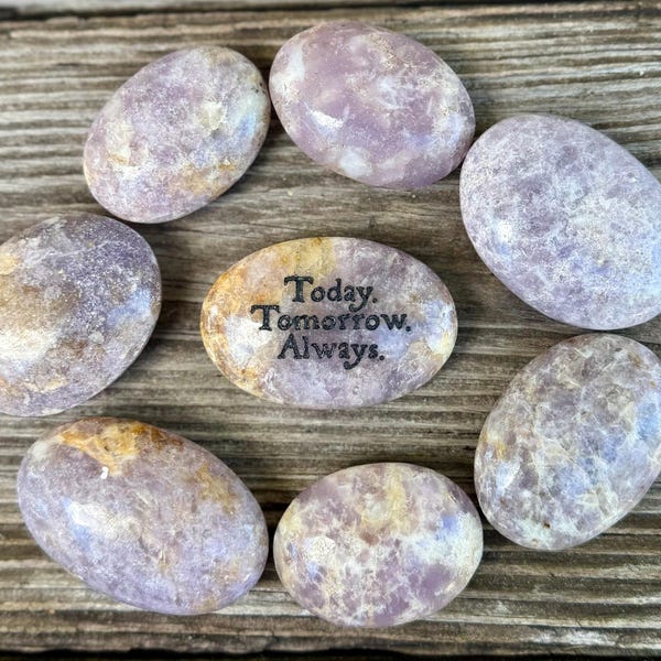Personalized custom engraved stones, pocket rocks, lepidolite worry stones, engraved rocks, engraved gemstones