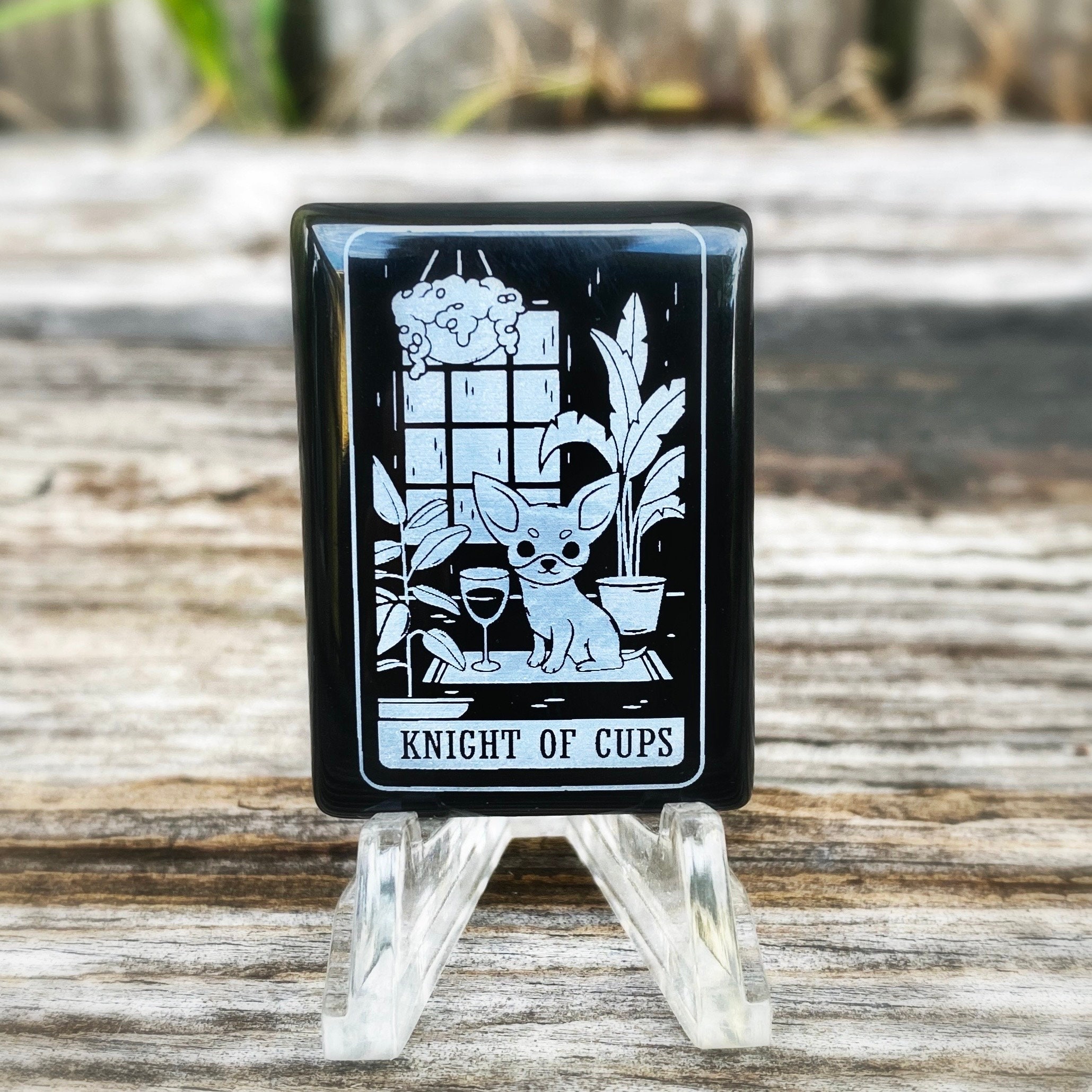 Cabochão de chihuahua, cabochão de cachorro, cabochão de carta de tarô, joias de carta de tarô, pingente de carta de tarô, cabochão de ônix, cabochão gravado