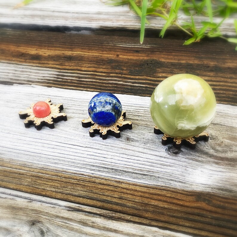 Mini Sun Sphere Stands, Sphere Stands, Wood Sphere Holder, Wood Sphere ...