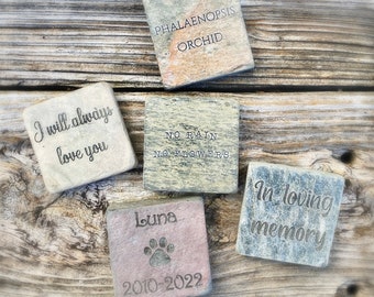 Word stones, custom engraved rocks, family stones, personalized messages, laser engraved stones