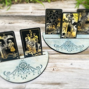 Large tarot card stand, tarot card holder, tarot card of the day stand, wood tarot card stand, lotus tarot card stand