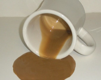 Fake food spilled mug of coffee