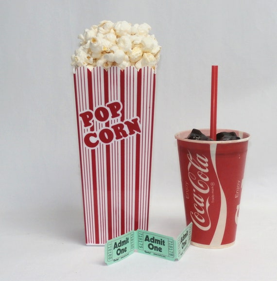 Fake Food movie night props tall container of popcorn w/soda Etsy