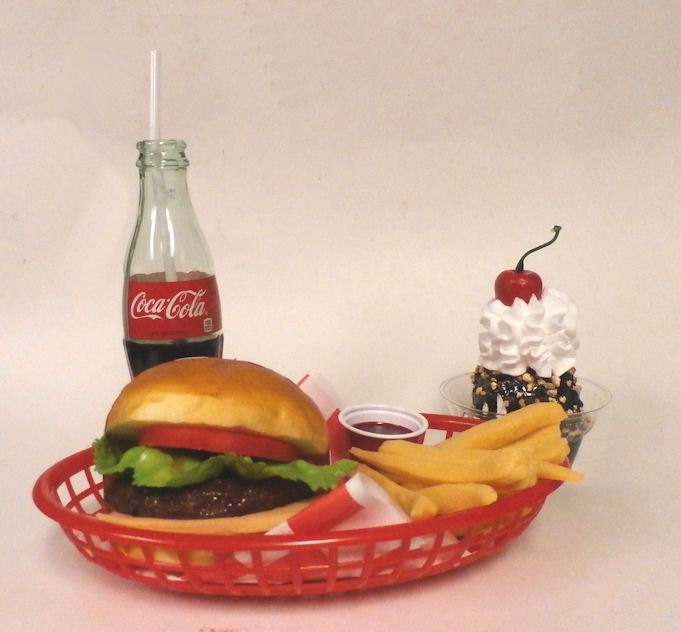 Fake food car hop diner Jumbo Cheeseburger w/bottle coke & Etsy