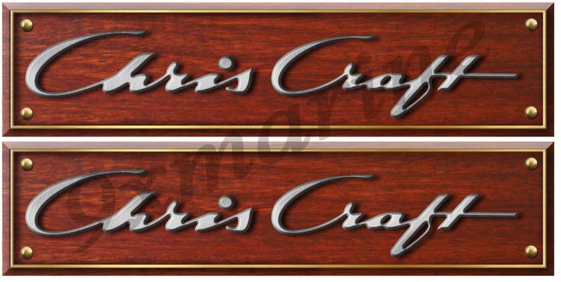 Chris Craft Wood Grain Vinyl Decal Boat Stickers 2 Pc Set, 10