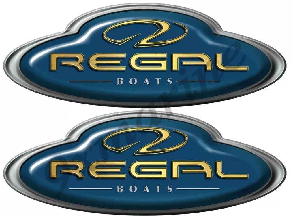 Regal Ride Decal Regal Boats Oval Blue Vinyl Decal Boat Stickers 2 Pc Set, 10