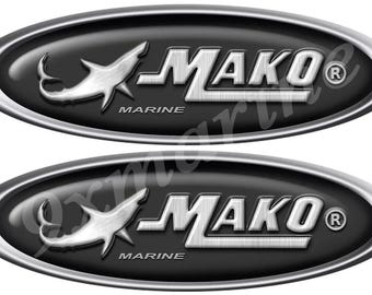 Dos pegatinas ovaladas de vinilo Mako para carreras, con imitación de aspecto 3D, de 25 x 8,9 cm.