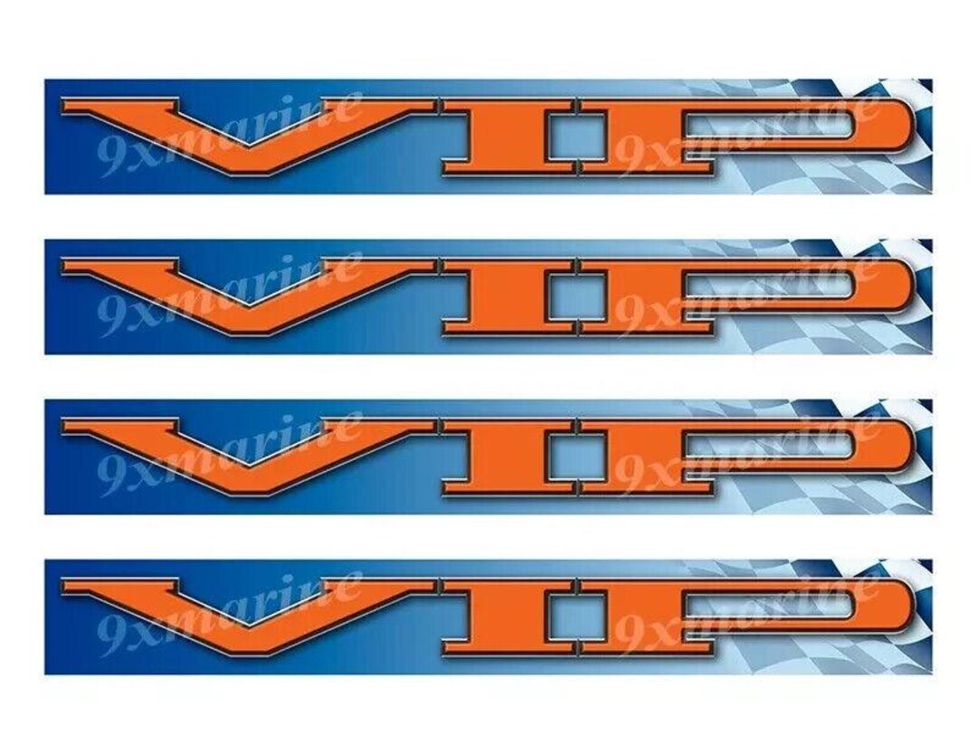 Vip Racing Blue Vinyl Decal Boat Stickers 4 Pc Set, 10