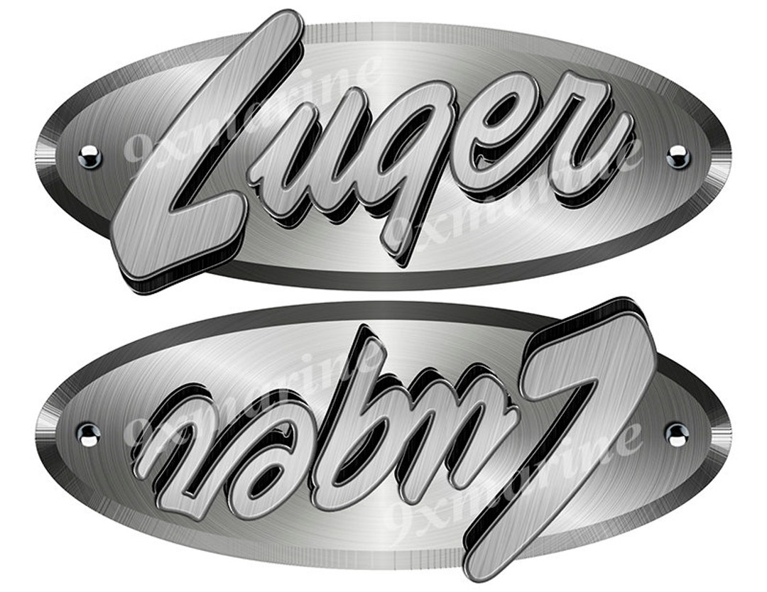 Luger Sticker Luger Oval Remastered Stickers. Brushed Metal Style on Waterproof ...